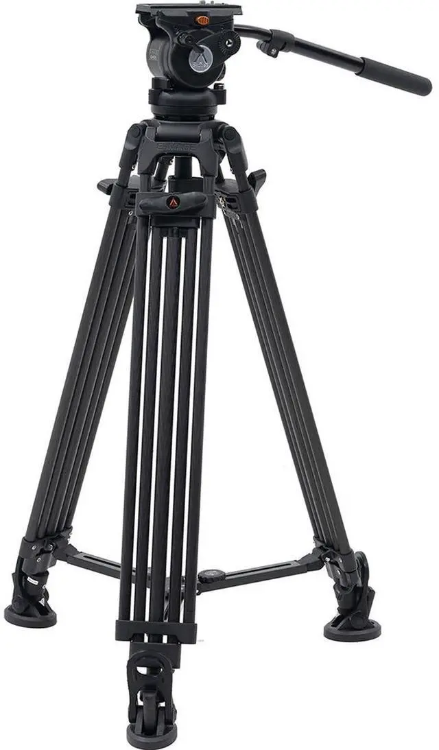 Alt view image 3 of 7 - Ikan E-Image EG05C2 3-Section Carbon Fiber Tripod with GH05 Fluid Video Head and Mid-Level Spreader