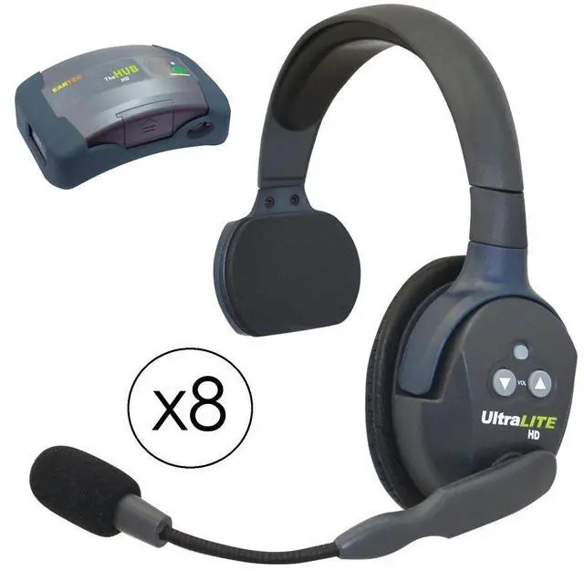 Main image of Eartec HUB8S HUB 8 Person System, 8x UltraLITE Single-Ear Remote Headset