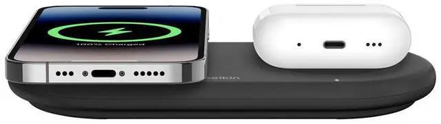 Alt view image 4 of 5 - Belkin BoostCharge Pro 15W 2-In-1 Magnetic Wireless Charging Pad with Qi2, Black
