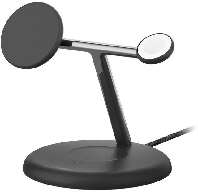 Alt view image 8 of 12 - Belkin BoostCharge Pro Cradle - Wireless - iPhone, Apple Watch, AirPods - 3 Slot - Qi2 - Charging Capability - Black
