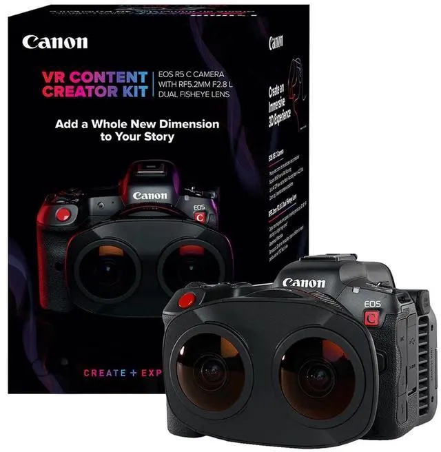 Alt view image 5 of 11 - Canon VR Content Creator Kit - EOS R5 C Full-Frame Hybrid Camera and RF5.2mm F2.8 L Dual Fisheye Lens