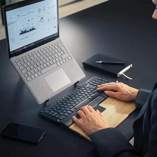 Alt view image 4 of 5 - Contour Balance Keyboard - Cable Connectivity - USB Interface - Windows, Mac OS X - QWERTY Layout - PC, Mac - Plastic - AAA Battery Size Supported - Black