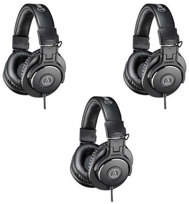 Main image of Audio-Technica 3 PACK ATH-M30x Professional Monitor Headphones, 96dB, 15-20kHz, Black - With Microfiber Cloth