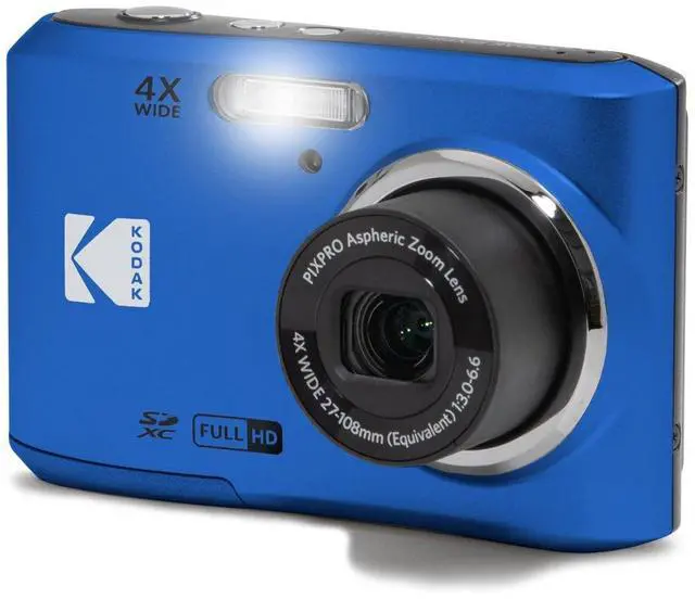 Alt view image 4 of 6 - Kodak PIXPRO Friendly Zoom FZ45-BK 16MP Digital Camera with 4X Optical Zoom 27mm Wide Angle and 2.7" LCD Screen (Blue) + 4-Pack Rechargeable AA Batteries, + Green Extreme Charger for AA/AAA
