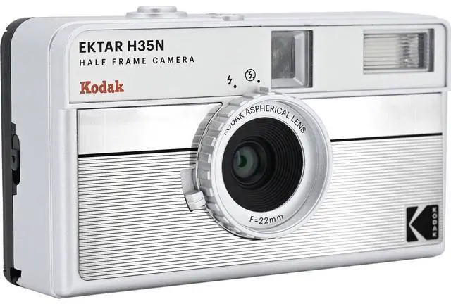 Alt view image 2 of 6 - Kodak EKTAR H35N Half Frame Film Camera, Striped Silver with Accessory Kit