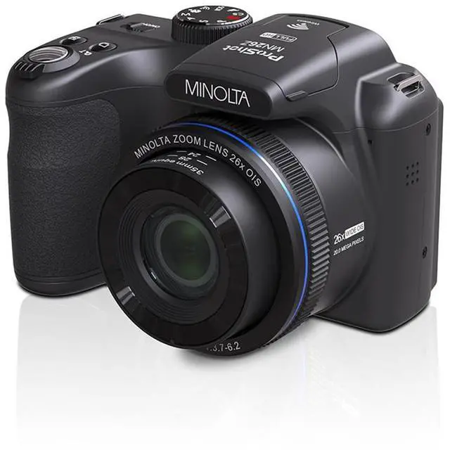 Alt view image 4 of 8 - Minolta 20 Mega Pixels 26x Optical Zoom Digital Camera with 1080p FHD Video, Black