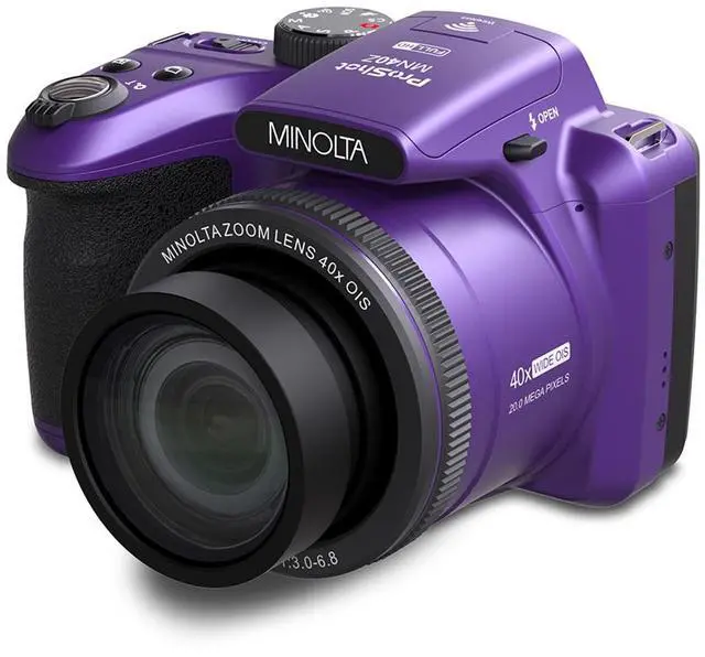 Alt view image 2 of 6 - Minolta 20 Mega Pixels 40x Optical Zoom Digital Camera with 1080p FHD Video, Purple