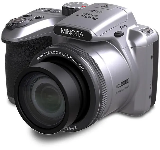 Alt view image 2 of 6 - Minolta 20 Mega Pixels 40x Optical Zoom Digital Camera with 1080p FHD Video, Silver