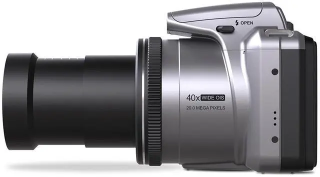 Alt view image 3 of 6 - Minolta 20 Mega Pixels 40x Optical Zoom Digital Camera with 1080p FHD Video, Silver