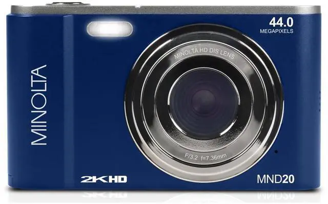 Alt view image 2 of 5 - Minolta Minolta MND20 44 MP 2.7K Ultra HD Digital Camera (Blue) With Slinger Camera case