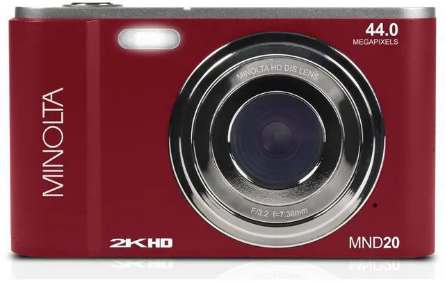 Alt view image 5 of 8 - Minolta MND20 44 MP / 2.7K Ultra HD Digital Camera (Red)