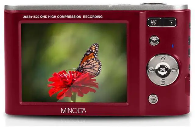 Alt view image 8 of 8 - Minolta MND20 44 MP / 2.7K Ultra HD Digital Camera (Red)