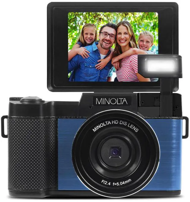 Alt view image 3 of 7 - Minolta MND30 30MP 2.7K QHD 3.0" LCD Screen Digital Camera, Blue