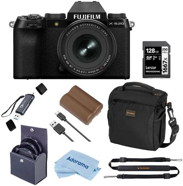 Main image of Fujifilm X-S20 Camera w/XF 16-50mm f/2.8-4.8 R LM WR Lens,Black w/Essentials Kit