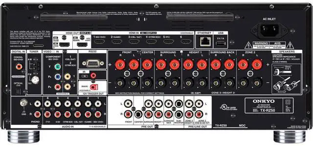 Alt view image 17 of 17 - Onkyo TX-RZ50 9.2 Channel Network A/V Receiver