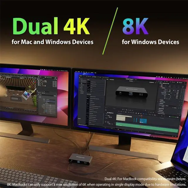 Alt view image 6 of 15 - IOGEAR Quantum Thunderbolt 4 Mini Docking Station - 8K - Dual Monitor - 86W Charger - USB-C - USB-A - 40Gbps  GTD4MHTAA