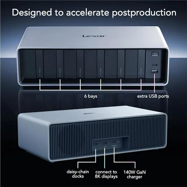 Alt view image 7 of 8 - Lexar WF800 Professional Workflow All-in-One 6-Bay Docking Station