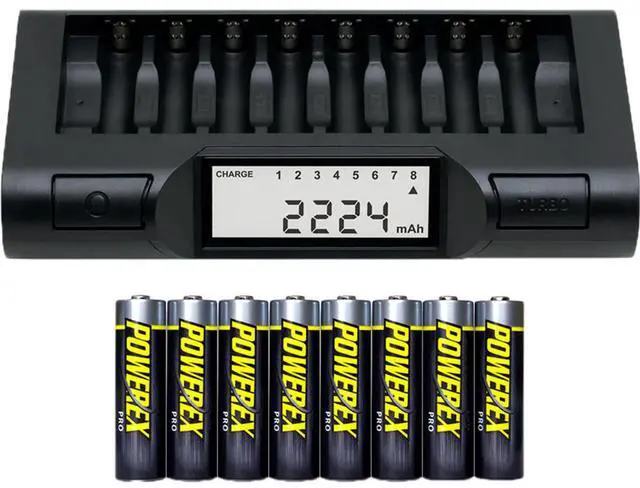 Alt view image 2 of 7 - Maha MH-C980 8-Cell Turbo Charger-Analyzer with 8 Powerex PRO AA NiMH Batteries