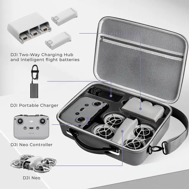 Alt view image 3 of 7 - Aries Carrying Case for DJI Neo Fly More Drone Combo