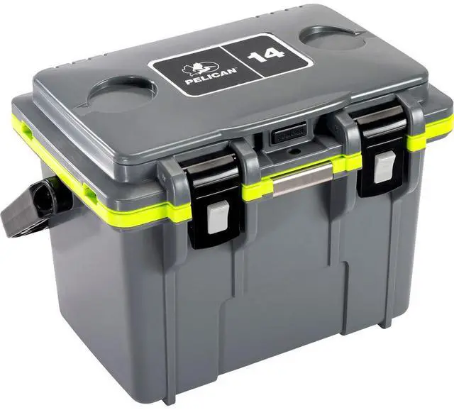 Main image of Pelican 14QT Personal Cooler, Dark Gray/Green #14Q-1-DKGRYEGRN