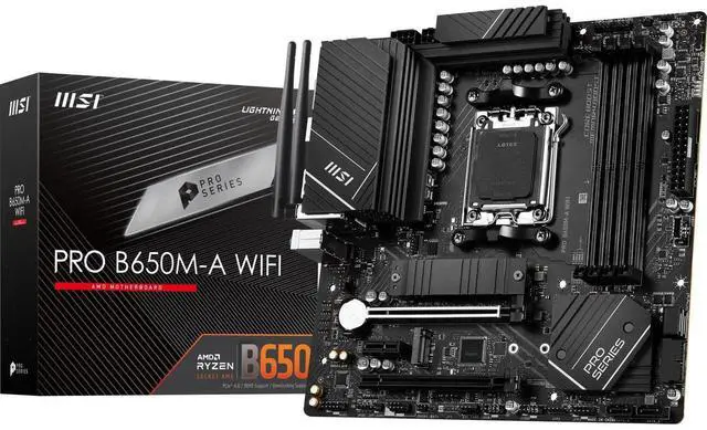 Alt view image 7 of 13 - MSI PRO B650M-A WIFI AM5 AMD B650 SATA 6Gb/s DDR5 Ryzen 7000 Micro ATX Motherboard