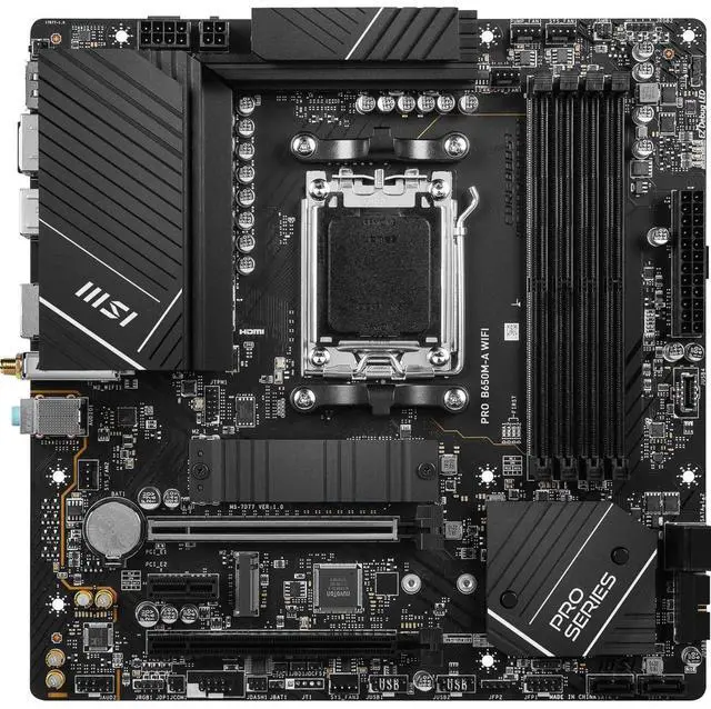 Alt view image 8 of 13 - MSI PRO B650M-A WIFI AM5 AMD B650 SATA 6Gb/s DDR5 Ryzen 7000 Micro ATX Motherboard