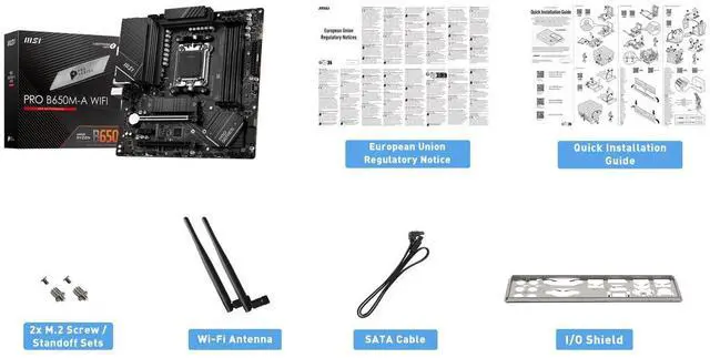 Alt view image 12 of 13 - MSI PRO B650M-A WIFI AM5 AMD B650 SATA 6Gb/s DDR5 Ryzen 7000 Micro ATX Motherboard