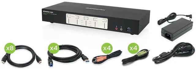 Alt view image 17 of 20 - IOGEAR 4-Port 4K Dual View KVMP Switch with HDMI Connection, USB 3.0 Hub and Audio