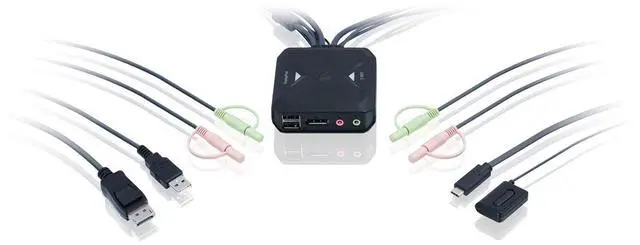 Alt view image 9 of 12 - IOGEAR 2-port 4K KVM Switch with DisplayPort USB-C and Audio GCS82DPC