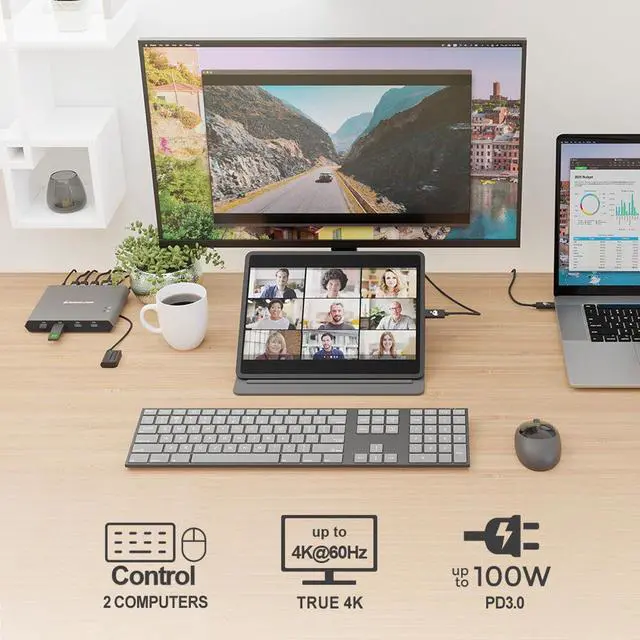 Alt view image 15 of 20 - IOGEAR 2-Port 4K USB-C Desktop KVM with DisplayPort GCS1602CC