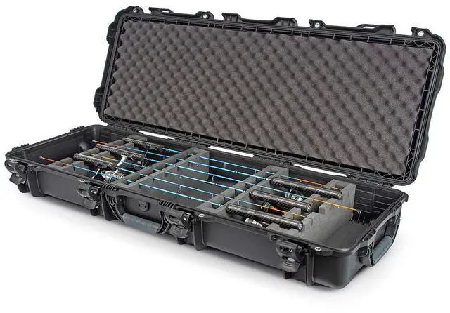 Main image of Nanuk 990 Waterproof Hard Case with Foam Insert for 6 Ice Fishing Rods, Black