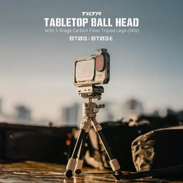 Alt view image 7 of 7 - Tilta Tilta Tabletop Ball Head with 1-Stage Carbon Fiber Tripod Legs, Space Gray