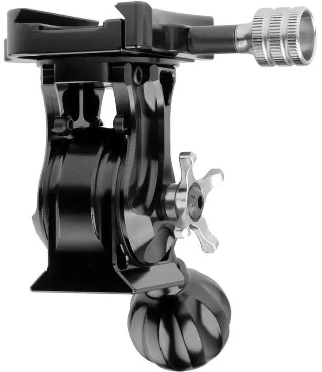 Alt view image 3 of 9 - promediagear tilt head 1-axis arca swiss type compatible base for mounts and top clamp for monopod tripod smooth lightweight t6061 aluminum black anodized friction and lock knobs