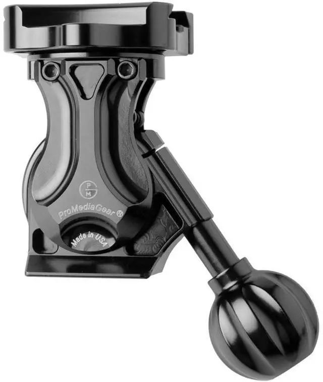 Alt view image 4 of 9 - promediagear tilt head 1-axis arca swiss type compatible base for mounts and top clamp for monopod tripod smooth lightweight t6061 aluminum black anodized friction and lock knobs
