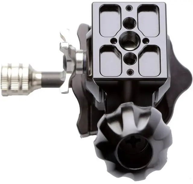Alt view image 7 of 9 - promediagear tilt head 1-axis arca swiss type compatible base for mounts and top clamp for monopod tripod smooth lightweight t6061 aluminum black anodized friction and lock knobs