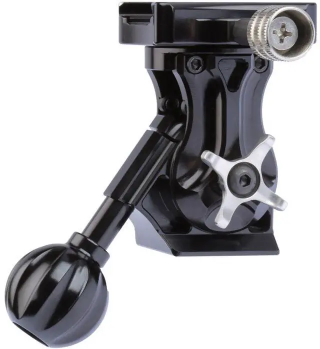Alt view image 9 of 9 - promediagear tilt head 1-axis arca swiss type compatible base for mounts and top clamp for monopod tripod smooth lightweight t6061 aluminum black anodized friction and lock knobs
