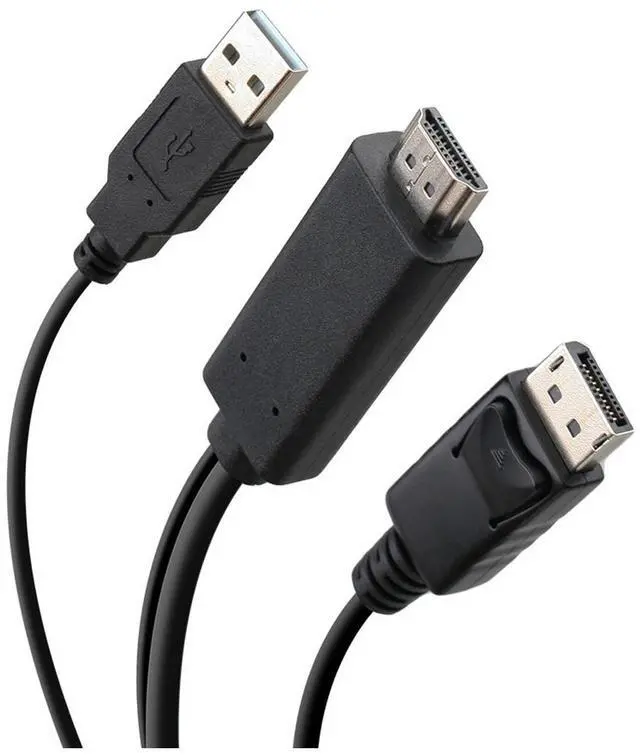 Alt view image 4 of 4 - IOGEAR 6 ft. Active 4K HDMI to DisplayPort Cable - 6 ft DisplayPort/HDMI/USB A/V Cable for KVM Switch, Video Switcher, Monitor, TV, Computer, Notebook, DVD Player, Media Player, Audio/Video Device - F