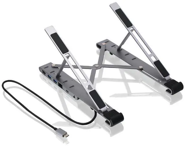 Alt view image 14 of 16 - IOGEAR Dock Pro 6-in-1 4K Dock Stand, Adjustable/Foldable Laptop Stand with Docking Station, HDMI 4K@30hz, 2x USB-A, USB-C Data, Gigabit Ethernet, 100W PD, Fast Role Swap, Win 10/11 macOS - GUD3C4K1LS