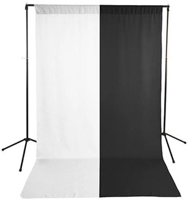 Main image of Savage Economy Background Support Stand with 5x9' White/Black Backdrop