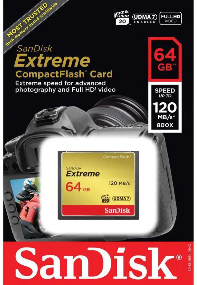 Alt view image 4 of 5 - SanDisk 64GB Extreme Compact Flash Memory Card - Pack of 2