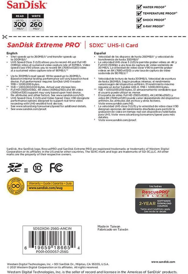Alt view image 5 of 6 - SanDisk 256GB Extreme PRO UHS-II SDXC Memory Card