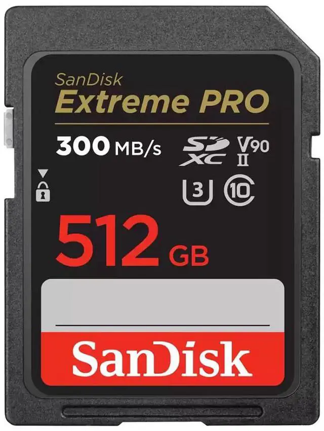 Main image of SanDisk Extreme PRO 512GB SDXC UHS-II Card, Up to 300MB/s Read and 300MB/s Write speeds, V90, 8K
