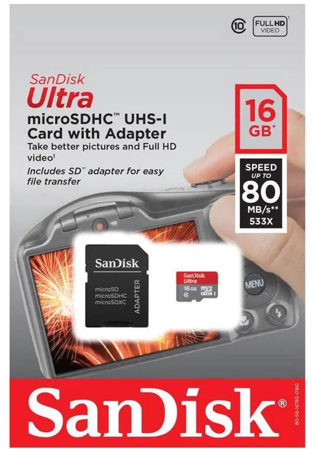 Alt view image 9 of 10 - SanDisk Ultra 16 GB Class 10/UHS-I microSDHC SDSQUNC016GAN6IA