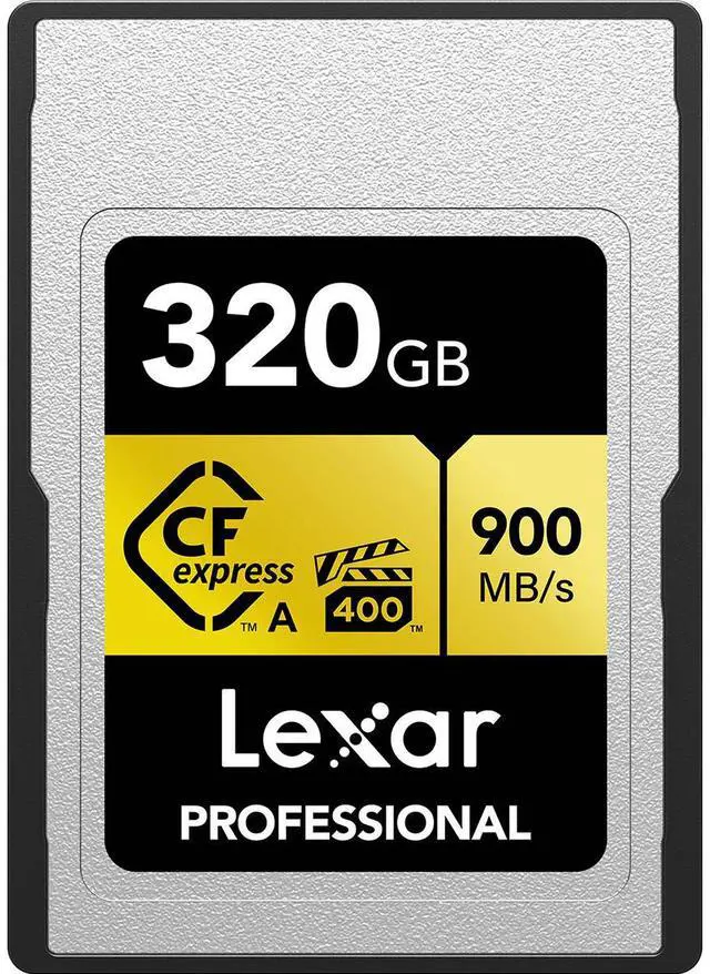 Alt view image 2 of 8 - Lexar 320GB Professional CFexpress Type A GOLD Series Memory Card  Up to 900MB/s Read  Cinema-quality 8K Video  Rated VPG 400 (LCAGOLD320G-RNENG)