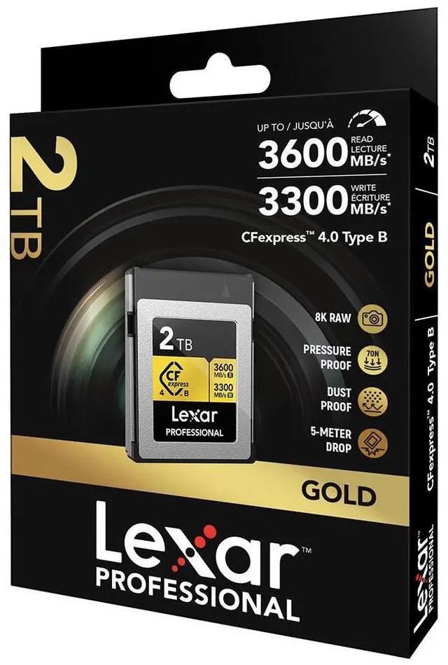 Alt view image 6 of 7 - Lexar 2TB Professional GOLD CFexpress - 4.0 Type B Card    LCXEXP4002T-RNENG