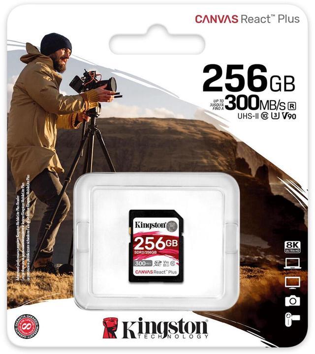 Alt view image 18 of 20 - Kingston Canvas React Plus 256GB Secure Digital Extended Capacity (SDXC) Flash Card Model SDR2/256GB