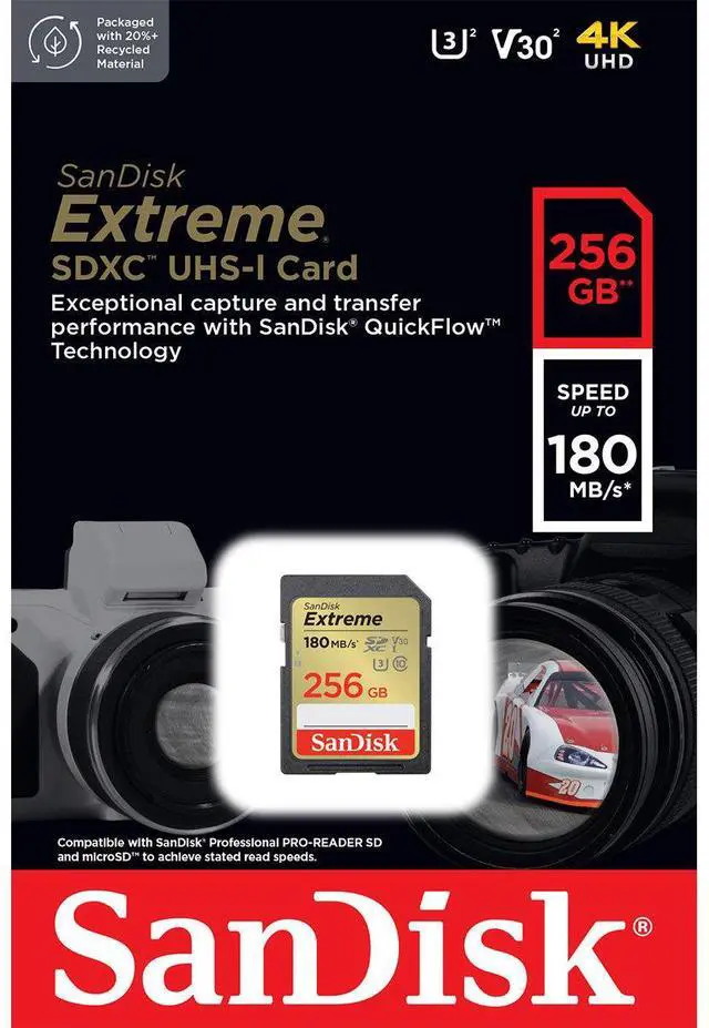 Alt view image 8 of 9 - SanDisk Extreme 256 GB Class 3/UHS-I (U3) SDXC - 180 MB/s Read - 130 MB/s Write - SDSDXVV-256G-ANCIN