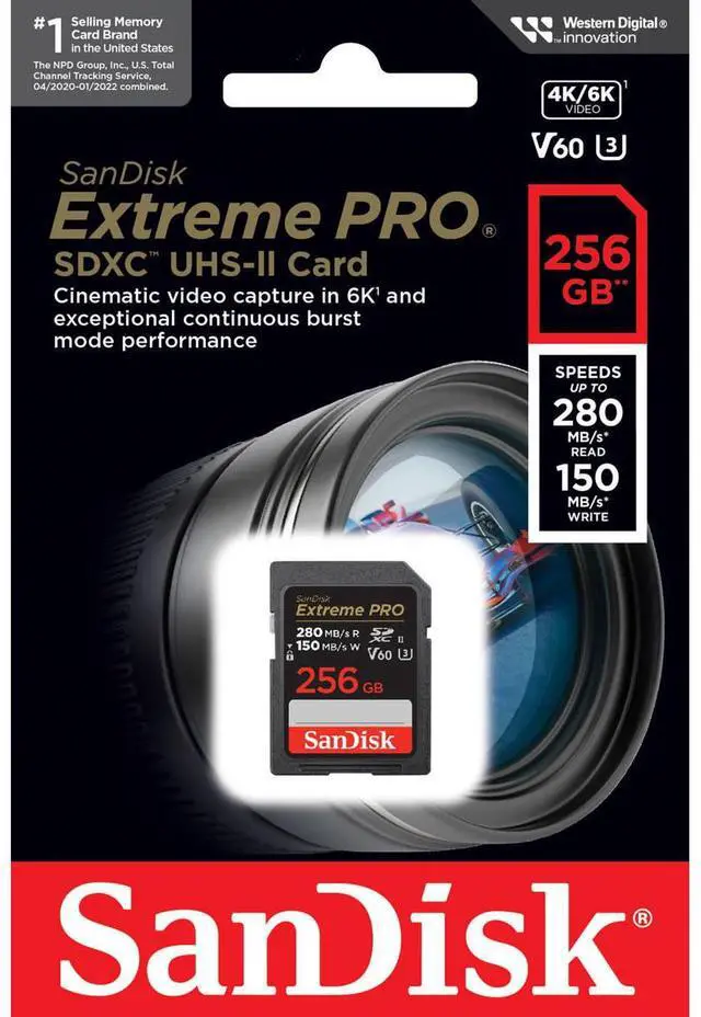 Alt view image 5 of 8 - SanDisk Extreme PRO 256GB Class 10/UHS-II U3 V60 SDXC SDSDXEP256GANCIN