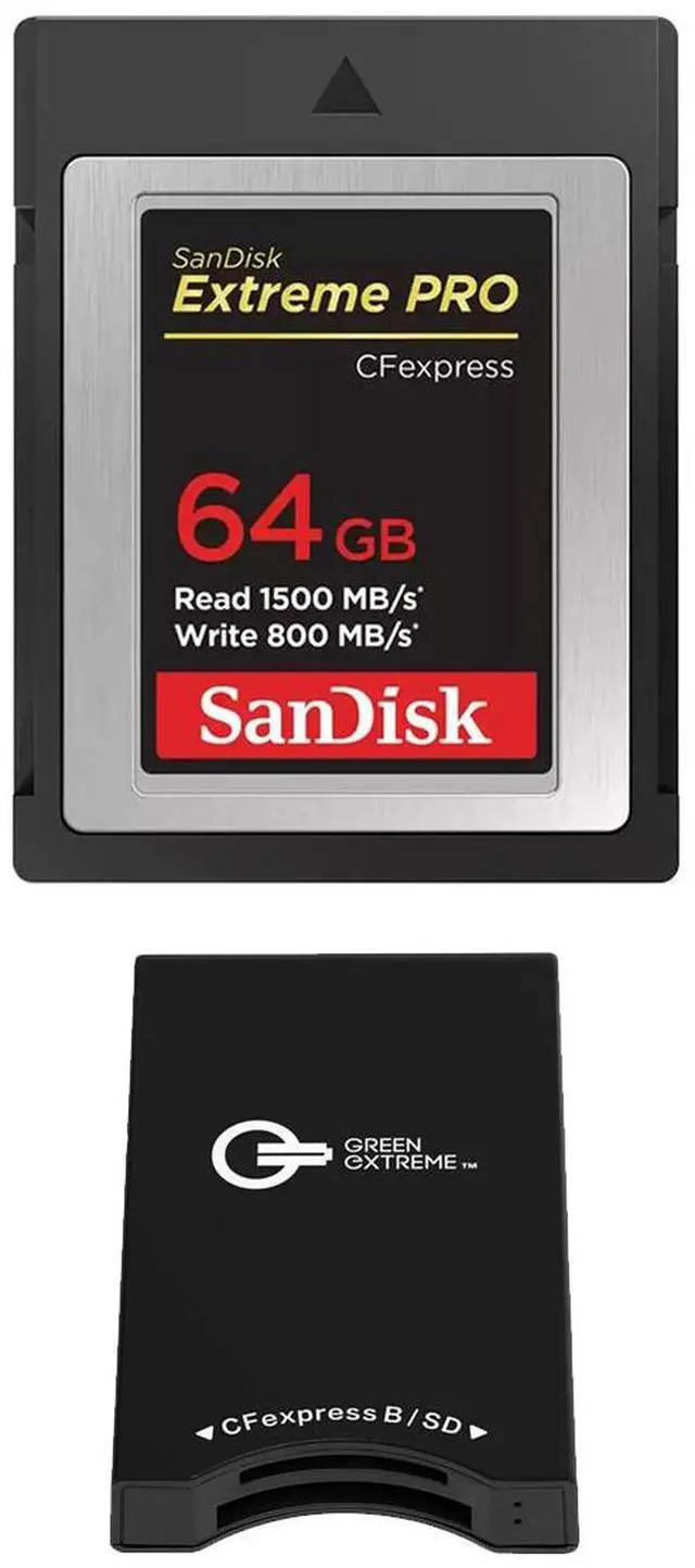 Main image of SanDisk Extreme PRO 64GB CFexpress Type-B Memory Card, Bundle with Green Extreme Dual-Slot Memory Card Reader