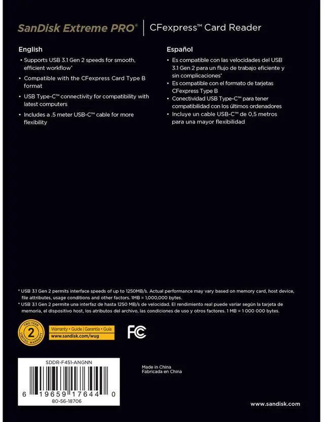 Alt view image 7 of 8 - SanDisk Extreme PRO CFexpress Type B Card Reader #SDDR-F451-ANGEN